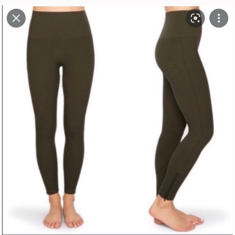 SPANX womens Olive Green High-Waisted seamless ankle zipper Leggings size 1X